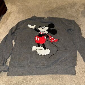Disney Gray Crewneck Sweater with Mickey Mouse